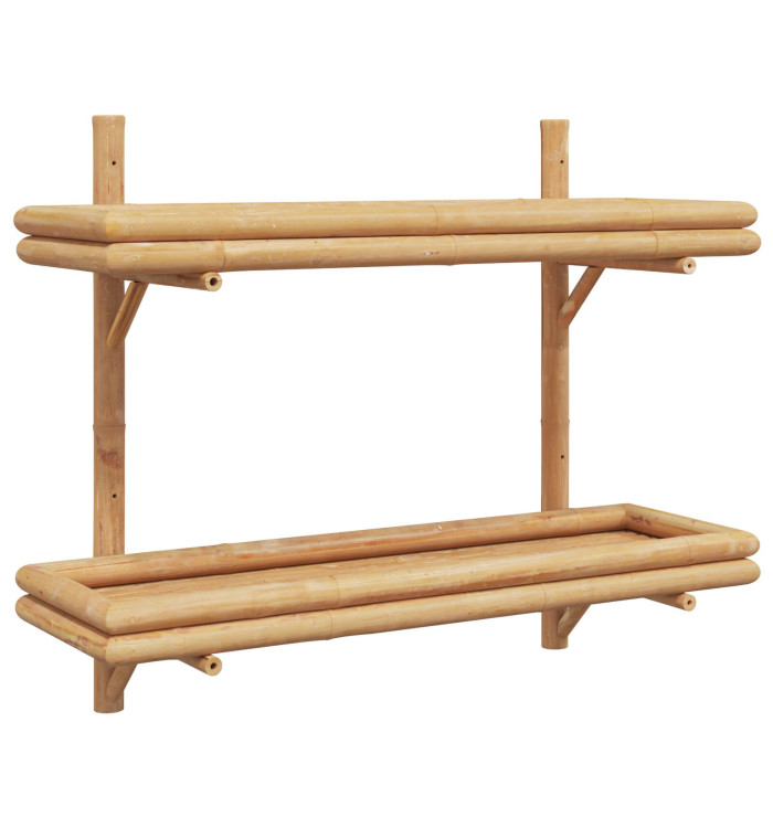 Étagère murale  2 niveaux 75x26x60 cm en bambou | Mobilier & Déco