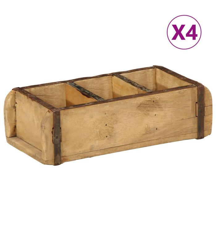 plateaux 4 pièces 30x14x9 cm en bois massif récupéré | Mobilier & Déco