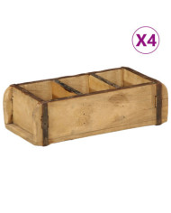 plateaux 4 pièces 30x14x9 cm en bois massif récupéré | Mobilier & Déco