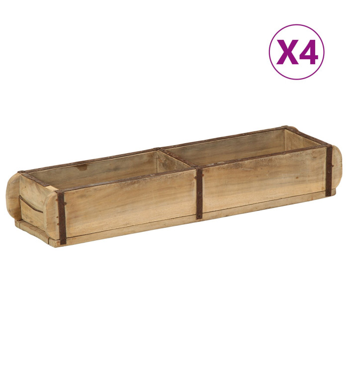 Plateaux 4 pcs 60,5x15x9 cm en bois massif recyclé | Mobilier & Déco