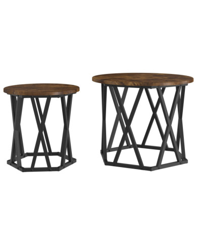 Tables d'appoint gigognes 2 pcs Chêne fumé en bois d'ingénierie | Mobilier & Déco