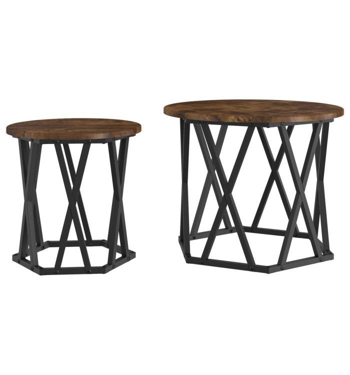 Tables d'appoint gigognes 2 pcs Chêne fumé en bois d'ingénierie | Mobilier & Déco