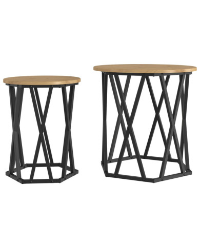 Tables d'appoint 2 pcs en bois d'ingénierie | Mobilier & Déco