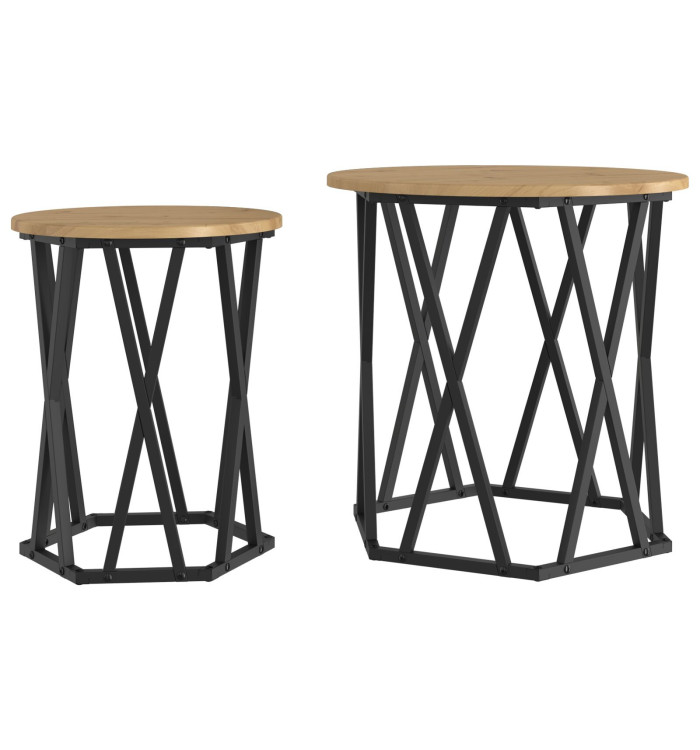 Tables d'appoint 2 pcs en bois d'ingénierie | Mobilier & Déco