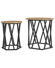 Tables d'appoint 2 pcs en bois d'ingénierie | Mobilier & Déco