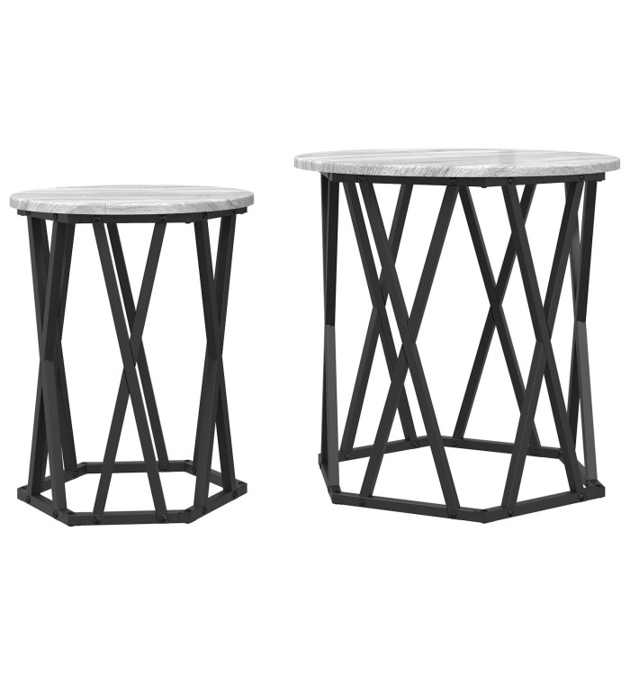 Tables d'appoint 2 pcs Gris Sonoma en bois aggloméré | Mobilier & Déco