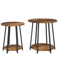 Table d'appoint  2 pièces en bois ancien, bois reconstitué et métal | Mobilier & Déco