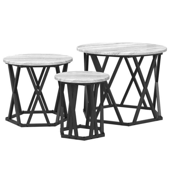 Tables gigognes 3 pcs Bois d'ingénierie gris sonoma | Mobilier & Déco