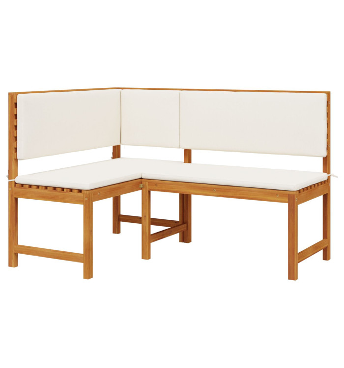 Banc d'angle de jardin avec coussins 140x100x91 cm en bois massif d'acacia | Mobilier & Déco