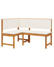 Banc d'angle de jardin avec coussins 140x100x91 cm en bois massif d'acacia | Mobilier & Déco