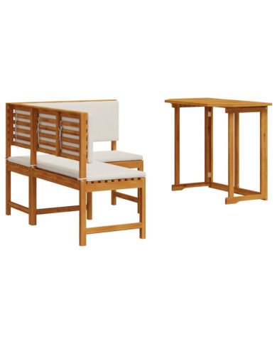 Set de jardin de 2 pièces avec coussins en acacia | Mobilier & Déco