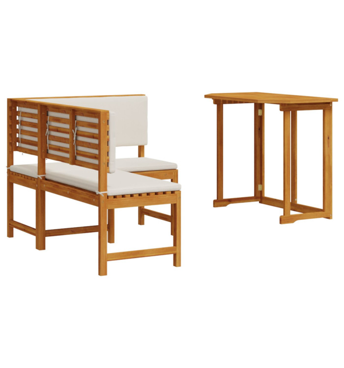Set de jardin de 2 pièces avec coussins en acacia | Mobilier & Déco