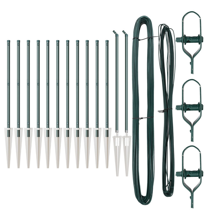 Posts de clôture avec pointe 13 pcs Ø32 mm 80 cm en acier galvanisé | Mobilier & Déco