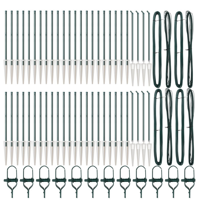 Poteaux de clôture avec spike 52 pcs Ø32 mm 80 cm Acier galvanisé | Mobilier & Déco