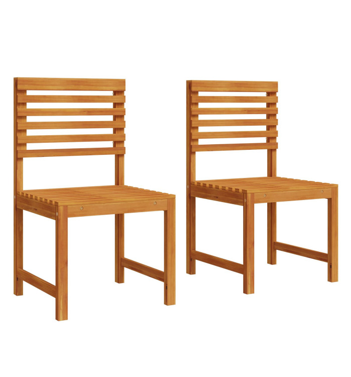 Chaises de jardin sans accoudoirs 2 pcs en bois d'acacia costaud | Mobilier & Déco