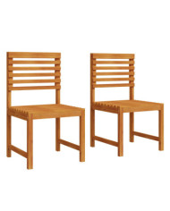 Chaises de jardin sans accoudoirs 2 pcs en bois d'acacia costaud | Mobilier & Déco