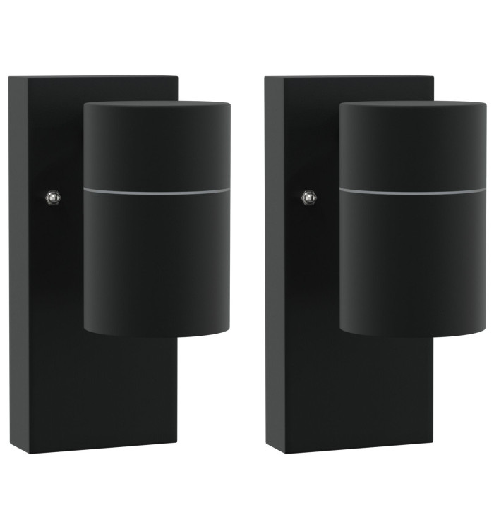 Lumières Murales Extérieures 2 pcs Acier Inoxydable Noir IP44 | Mobilier & Déco