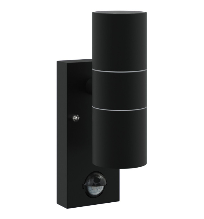 Lampe Murale Extérieure Détecteur Noir Acier Inoxydable IP44 | Mobilier & Déco