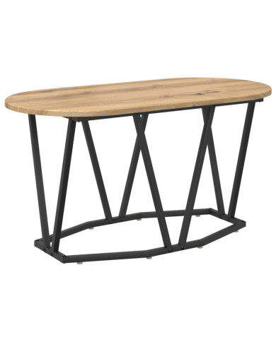 Table basse en chêne, artisanale, 80x40x40,5 cm en bois d'ingénierie et métal | Mobilier & Déco