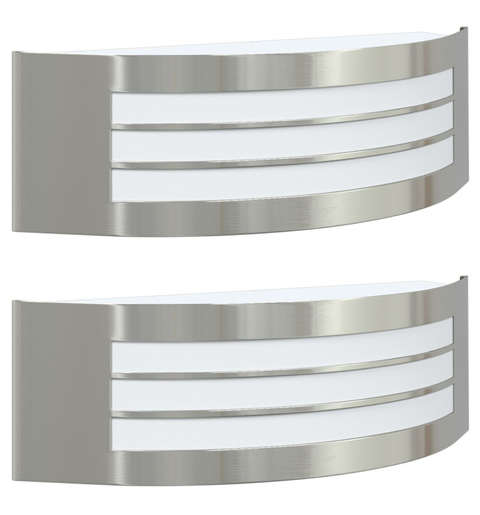 Applique murale extérieure 2 pcs Argent Acier inoxydable IP44 | Mobilier & Déco