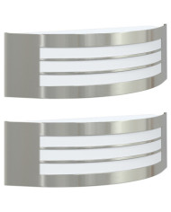 Applique murale extérieure 2 pcs Argent Acier inoxydable IP44 | Mobilier & Déco