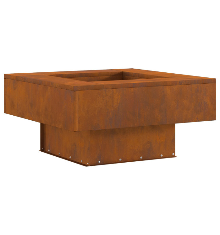 brasero carré 60x60x30 cm en acier corten | Mobilier & Déco