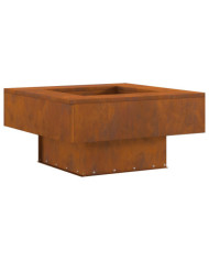 brasero carré 60x60x30 cm en acier corten | Mobilier & Déco