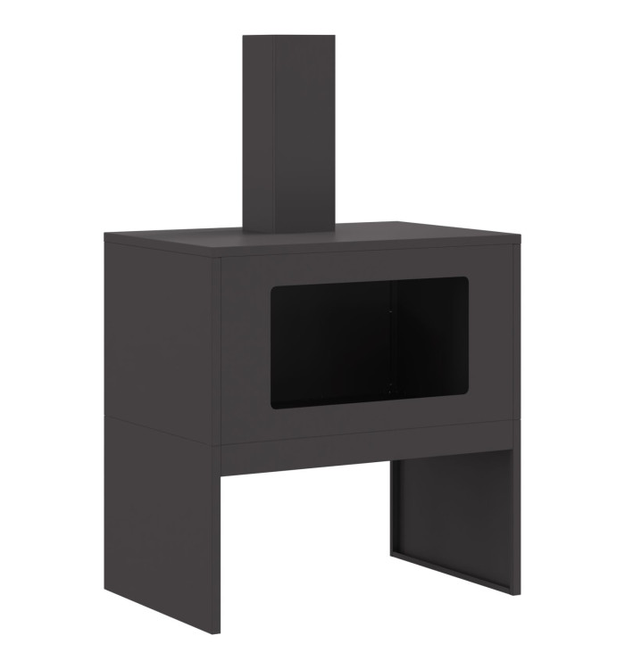 Feu de camp avec cheminée Noir 60x40x96 cm Acier | Mobilier & Déco