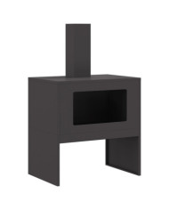 Feu de camp avec cheminée Noir 60x40x96 cm Acier | Mobilier & Déco