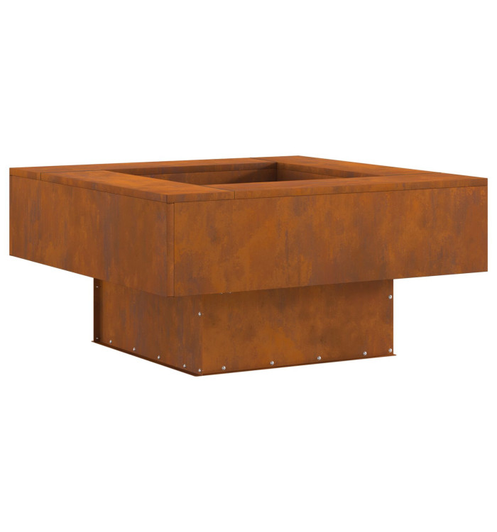 Brasero carré 80x80x40 cm en acier résistant aux intempéries | Mobilier & Déco