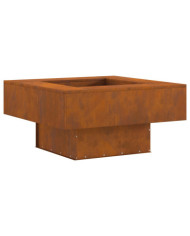 Brasero carré 80x80x40 cm en acier résistant aux intempéries | Mobilier & Déco