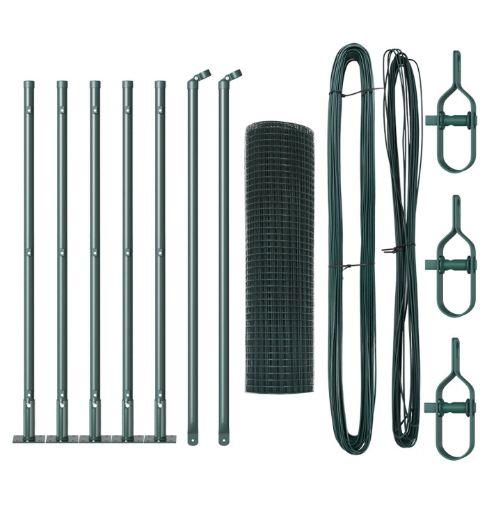 Set de Poteaux de Clôture 2 Potes Vert Métal recouvert de plastique | Mobilier & Déco