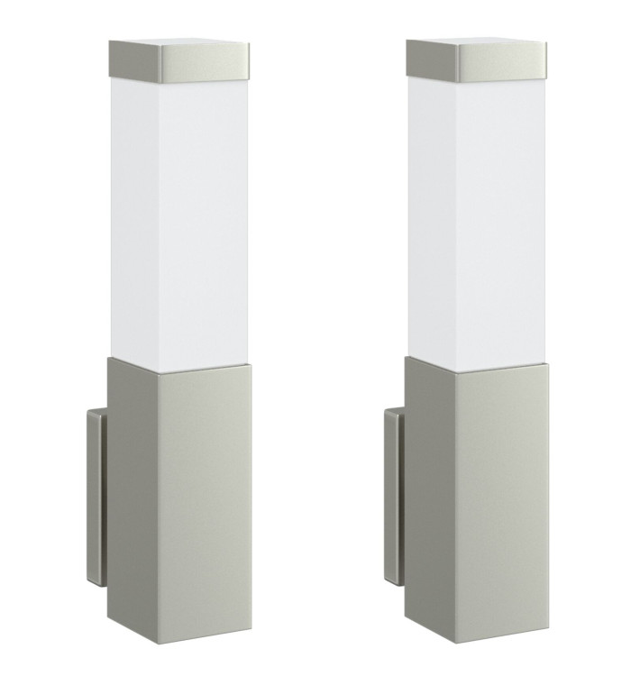 Appliques murales extérieures 2 pcs argent en acier inoxydable IP44 | Mobilier & Déco