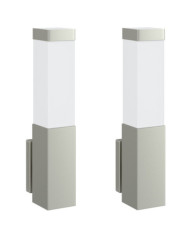 Appliques murales extérieures 2 pcs argent en acier inoxydable IP44 | Mobilier & Déco