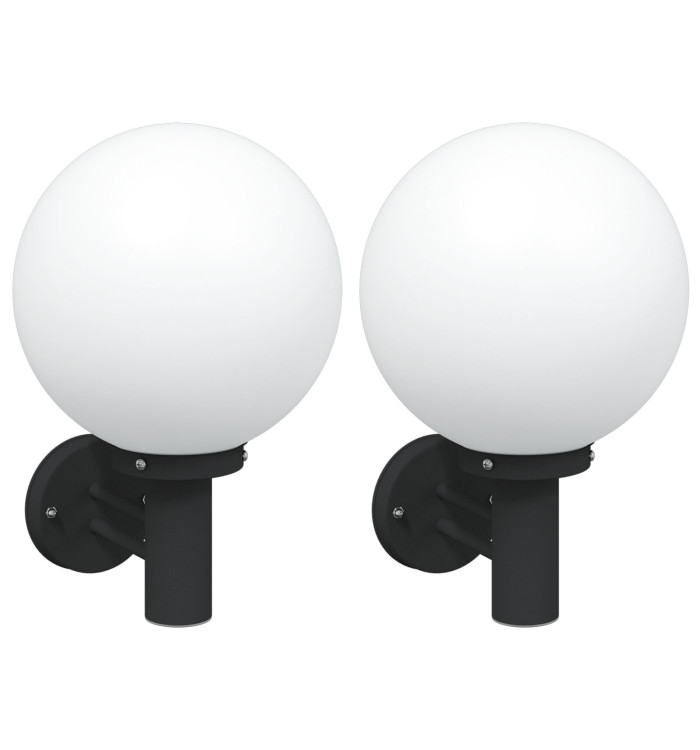 Appliques murales 2 pcs Acier inoxydable noir IP44 | Mobilier & Déco