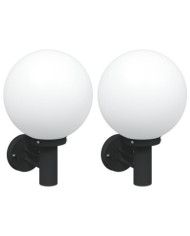 Appliques murales 2 pcs Acier inoxydable noir IP44 | Mobilier & Déco