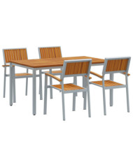 Ensemble de dîner de jardin 5 pièces en bois d'acacia massif et métal | Mobilier & Déco