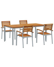 Ensemble de salle à manger de jardin 5 pièces en bois d'acacia et métal | Mobilier & Déco
