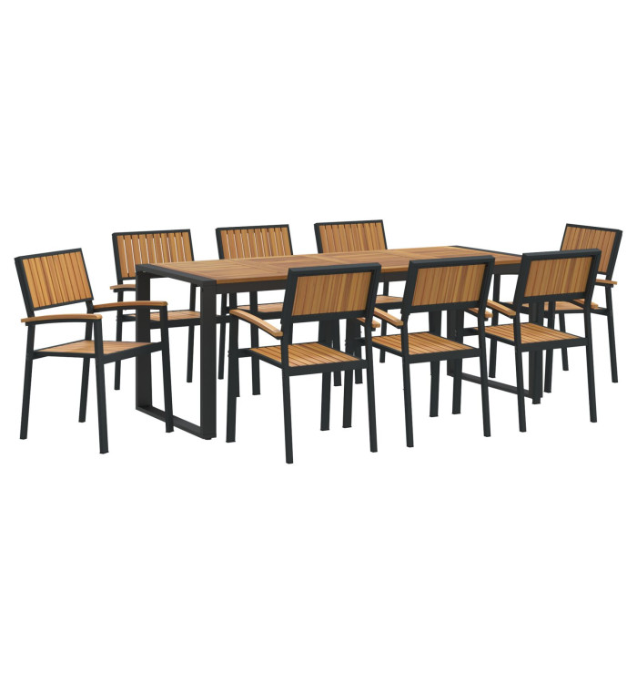 Ensemble de salle à manger jardin 5 pièces en bois solide d'acacia et métal | Mobilier & Déco