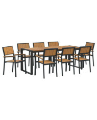 Ensemble de salle à manger jardin 5 pièces en bois solide d'acacia et métal | Mobilier & Déco