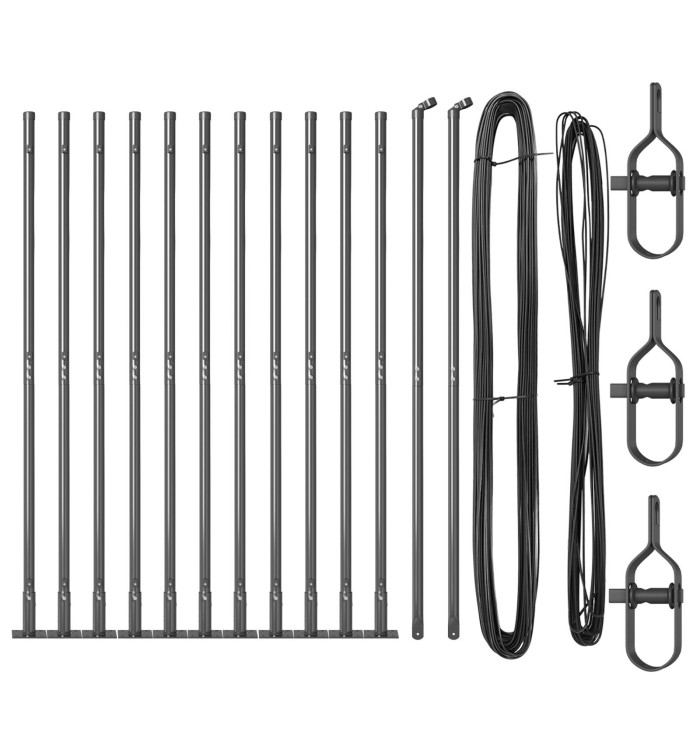 Pots de clôture avec plaques de base 13 pcs Ø32mm 68,5cm acier galvanisé | Mobilier & Déco