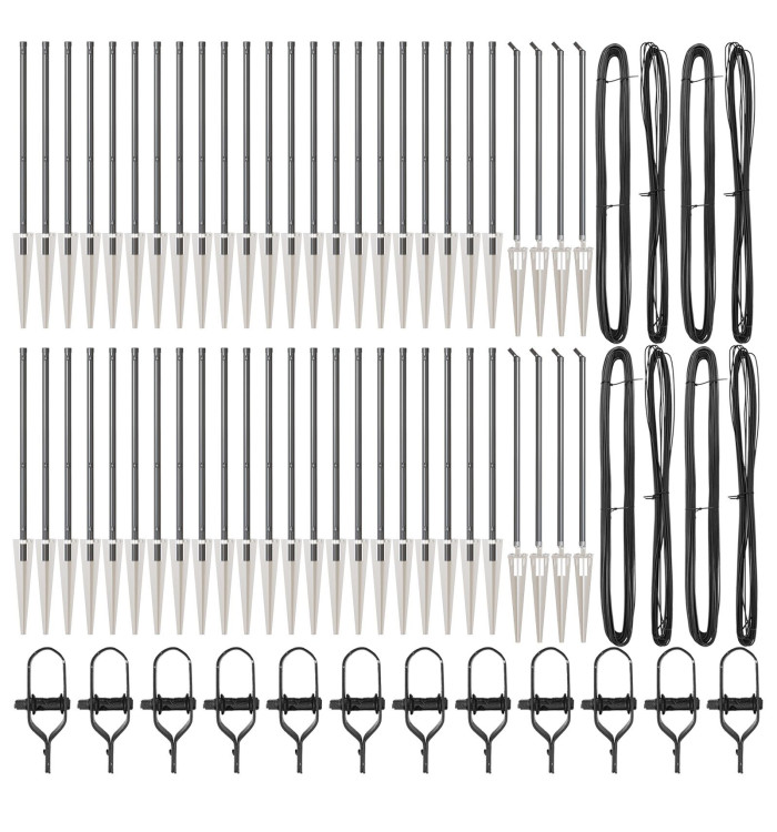 Poteaux de clôture avec piquet 52 pcs Ø32 mm 60 cm Acier galvanisé | Mobilier & Déco