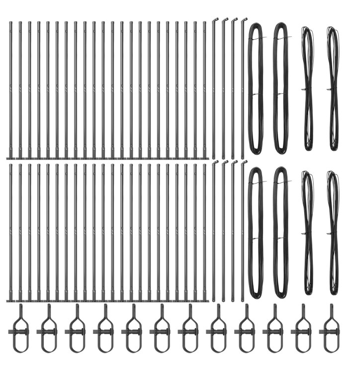 Poteaux de clôture avec plaques de base 52 pcs Ø32mm 68,5cm Acier galvanisé | Mobilier & Déco