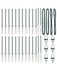 Poteaux de clôture avec piquet 26 pcs Ø32 mm 60 cm Acier galvanisé | Mobilier & Déco