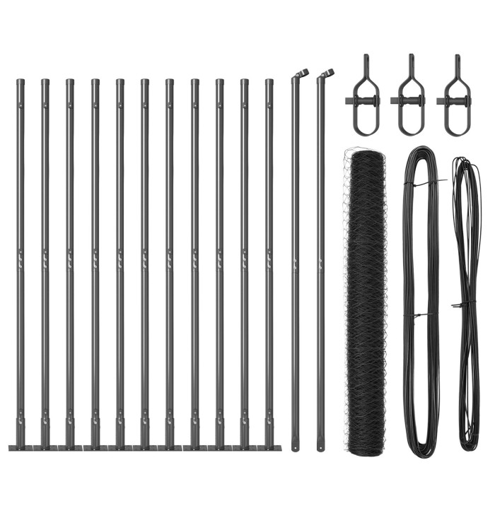 Kit de Clôture Lot de 2 Gris Acier 25 x 1,2 m Solide | Mobilier & Déco