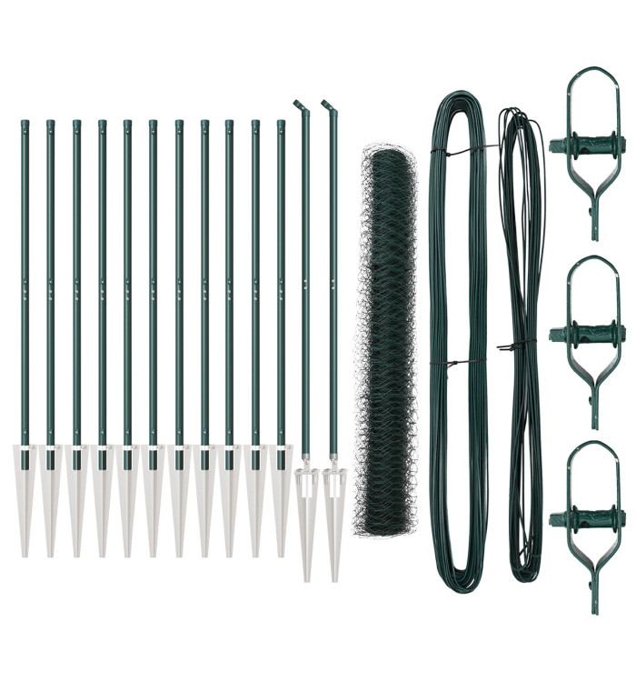 Ensemble de clôture 2 pièces Vert Acier revêtu de plastique | Mobilier & Déco