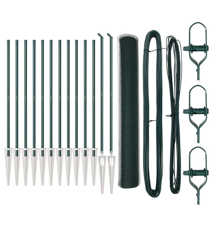 Set de Grillage Ensemble de 2 Vert Acier, PVC 25 x 1,2 m | Mobilier & Déco