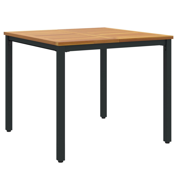 Table de jardin 90x90x75 cm en bois d'acacia massif et métal | Mobilier & Déco