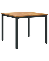 Table de jardin 90x90x75 cm en bois d'acacia massif et métal | Mobilier & Déco