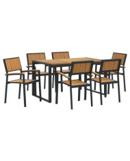 Ensemble de salle à manger 7 pièces en bois massif et métal | Mobilier & Déco